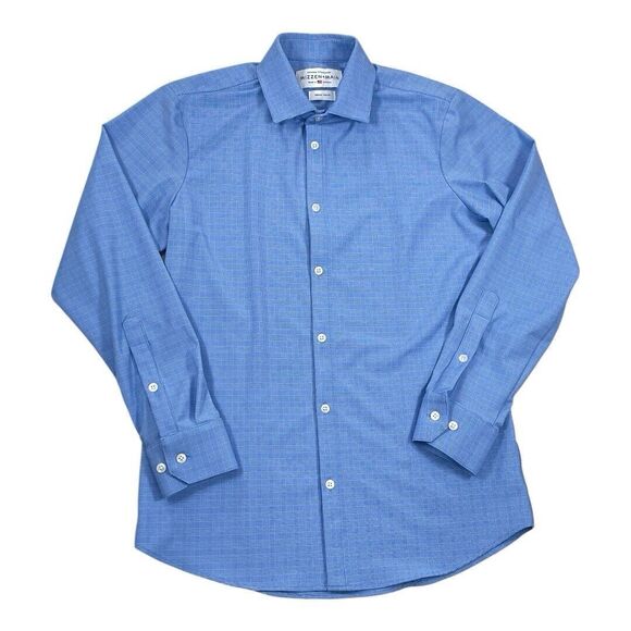 Mizzen & Main Leward Collection Long Sleeve Trim Fit Button Up Sz M Blue - Picture 2 of 5